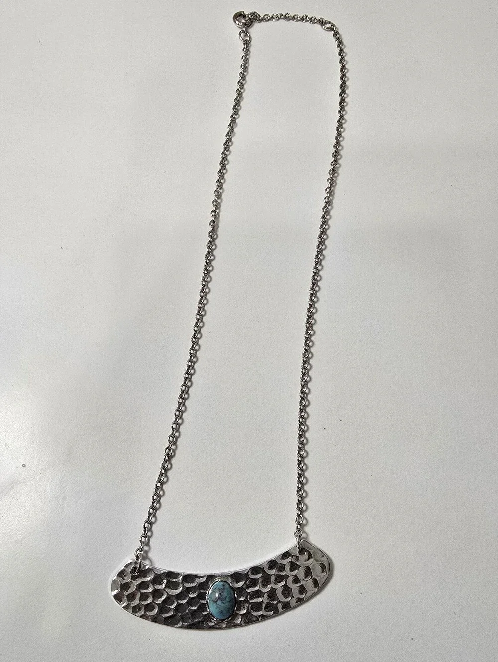 Vintage Coventry Silver Bar Necklace with Turquoise Accent